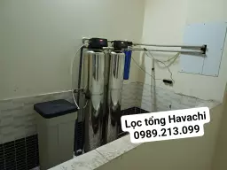 02 Cột Lọc tổng xử lý caxi đá vôi INOX304, Van điện sục rửa tự động- HCI-02